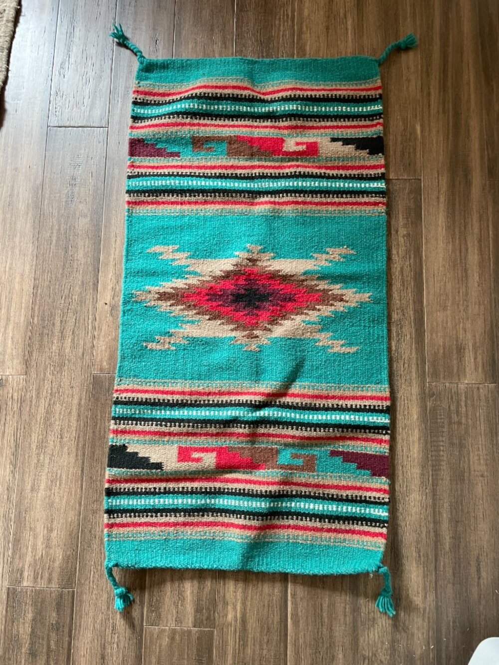 El Paso Saddle Blanket Wool Rug 21”x40” Southwest Navajo Style Pattern